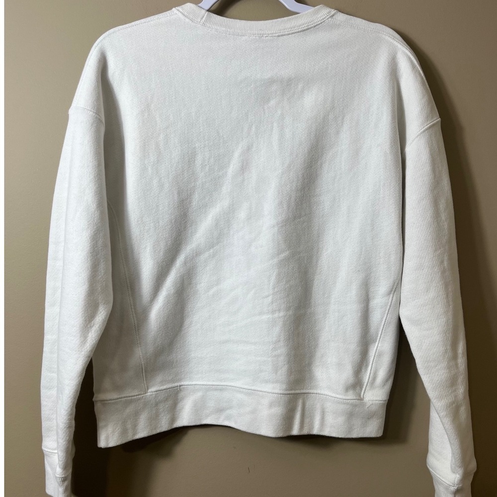 Champion‎ Reverse Weave White Chenille Logo Sweatshirt Medium Sporty Y2K Vibe - Picture 3 of 9